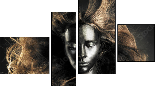 Beautiful woman with black skin - Vierteiliges Leinwandbild, Viertychon