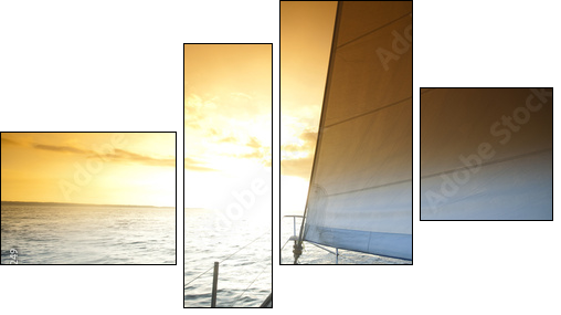 Sailing and sunset sky - Vierteiliges Leinwandbild, Viertychon