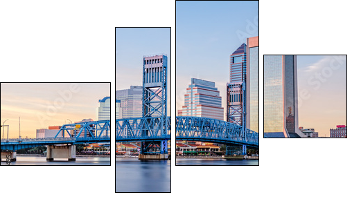 Skyline of Jacksonville, FL and Main Street Bridge - Vierteiliges Leinwandbild, Viertychon