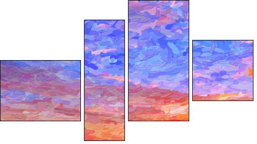 IMPRESSIONISM sunset in the mountains - Vierteiliges Leinwandbild, Viertychon