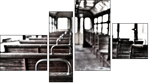 chairs in vintage train - Vierteiliges Leinwandbild, Viertychon