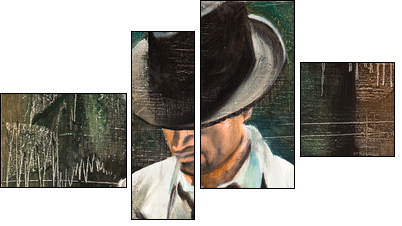 Portrait of the man with a cigarette - Vierteiliges Leinwandbild, Viertychon