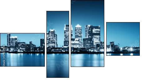 Panoramic picture of Canary Wharf view from Greenwich. - Vierteiliges Leinwandbild, Viertychon