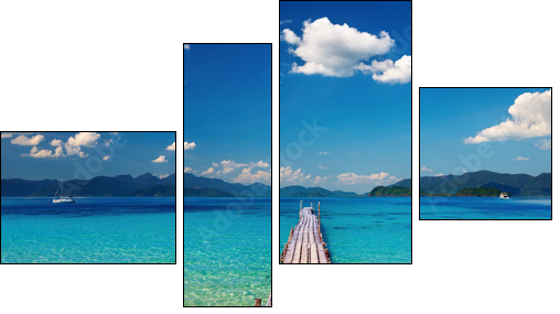 Wooden pier in tropical paradise - Vierteiliges Leinwandbild, Viertychon