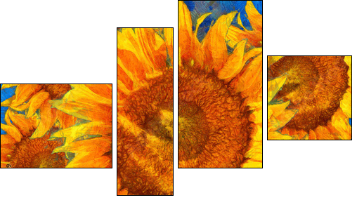Sunflowers arrangement. Van Gogh style imitation. - Vierteiliges Leinwandbild, Viertychon