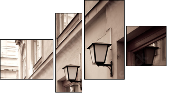 Tables and chairs in a cafe - Vierteiliges Leinwandbild, Viertychon