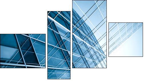 modern glass silhouettes of skyscrapers at night - Vierteiliges Leinwandbild, Viertychon