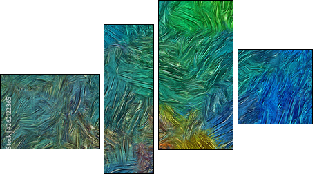 Abstract texture background. Digital painting in Vincent Van Gogh style artwork. Hand drawn artistic pattern. Modern art. Good for printed pictures, postcards, posters or wallpapers and textile print. - Vierteiliges Leinwandbild, Viertychon