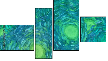 Abstract texture background. Digital painting in Vincent Van Gogh style artwork. Hand drawn artistic pattern. Modern art. Good for printed pictures, postcards, posters or wallpapers and textile print. - Vierteiliges Leinwandbild, Viertychon