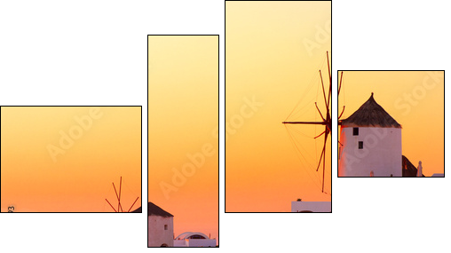 Santorini sunset - Vierteiliges Leinwandbild, Viertychon