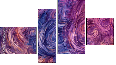 Abstract impressionism painting in Vincent Van Gogh style imitation. Art design background pattern for artistic creative printing production. Wall poster or canvas print template for interior decor. - Vierteiliges Leinwandbild, Viertychon