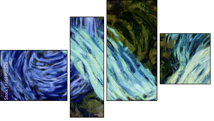 Abstract impressionism painting in Vincent Van Gogh style imitation. Art design background pattern for artistic creative printing production. Wall poster or canvas print template for interior decor. - Vierteiliges Leinwandbild, Viertychon