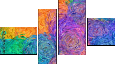 Abstract impressionism painting in Vincent Van Gogh style imitation. Art design background pattern for artistic creative printing production. Wall poster or canvas print template for interior decor. - Vierteiliges Leinwandbild, Viertychon