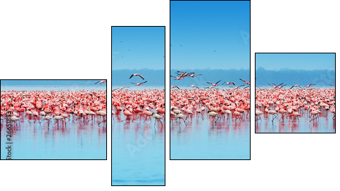 African flamingos - Vierteiliges Leinwandbild, Viertychon