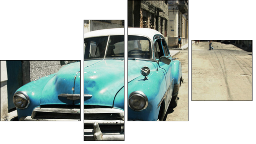 havana street - cross process - Vierteiliges Leinwandbild, Viertychon