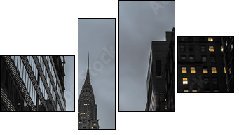 New York City Street At Night With Empire State Building Urban Scene - Vierteiliges Leinwandbild, Viertychon