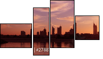 Cityscape Dubai, Sunset - Vierteiliges Leinwandbild, Viertychon