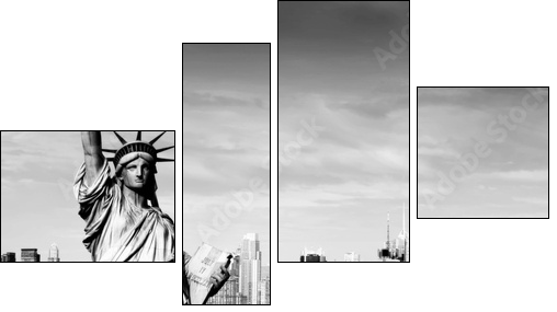 afternoon vibrant capture of new york midtown over hudson - Vierteiliges Leinwandbild, Viertychon