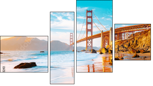 Golden Gate Bridge at sunset, San Francisco, California, USA - Vierteiliges Leinwandbild, Viertychon