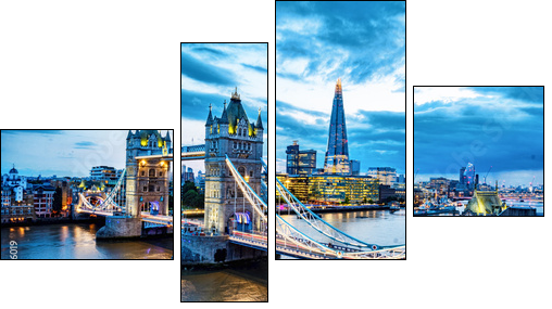 Tower Bridge In London - Vierteiliges Leinwandbild, Viertychon