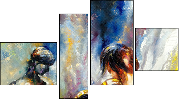 The girl playing a violin - Vierteiliges Leinwandbild, Viertychon