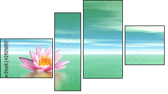 Lily flower in green ocean - Vierteiliges Leinwandbild, Viertychon