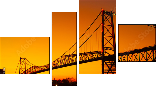 Hercilio Luz bridge in the sunset - Vierteiliges Leinwandbild, Viertychon