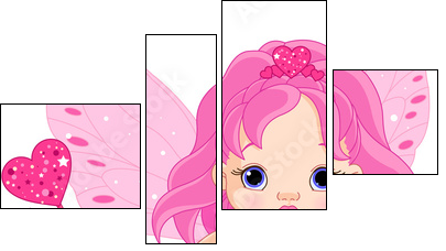 Cute little baby Love fairy - Vierteiliges Leinwandbild, Viertychon