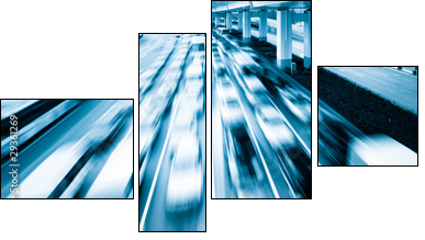 Megacity Highway - Vierteiliges Leinwandbild, Viertychon