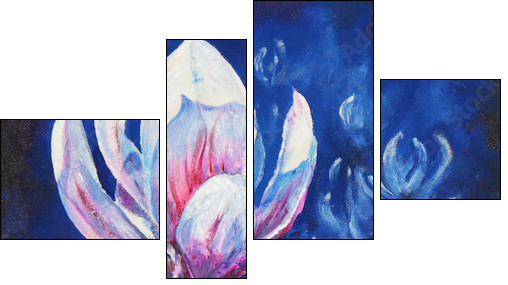 Magnolia acrylic painted - Vierteiliges Leinwandbild, Viertychon
