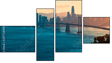 Aerial view of the Bay Bridge in San Francisco, CA - Vierteiliges Leinwandbild, Viertychon