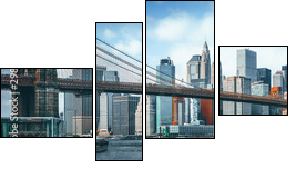 Suspension Brooklyn Bridge across Lower Manhattan and Brooklyn. New York, USA. - Vierteiliges Leinwandbild, Viertychon