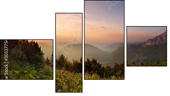 Roszutec peak in sunset - Slovakia mountain Fatra - Vierteiliges Leinwandbild, Viertychon