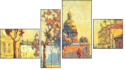 Kind on old streets of St.-Petersburg - Vierteiliges Leinwandbild, Viertychon