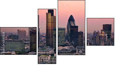 City of London at twilight - Vierteiliges Leinwandbild, Viertychon