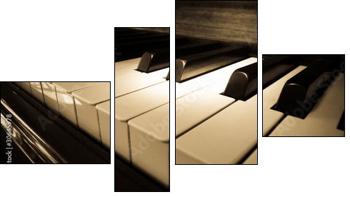 Close up shot of piano keyboard - Vierteiliges Leinwandbild, Viertychon