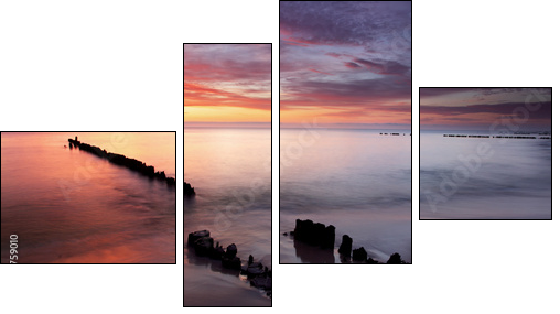 Sunrise on ocean - baltic - Vierteiliges Leinwandbild, Viertychon