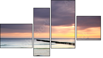 Boat on beautiful beach in sunrise - Vierteiliges Leinwandbild, Viertychon