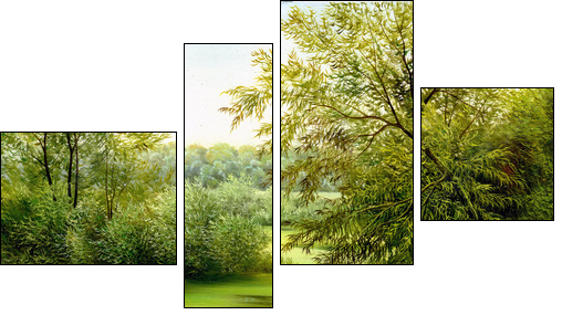 Wood lake - Vierteiliges Leinwandbild, Viertychon