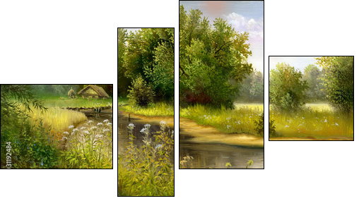 Wood lake - Vierteiliges Leinwandbild, Viertychon