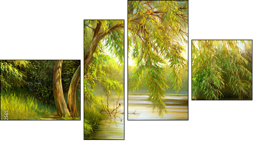Wood lake - Vierteiliges Leinwandbild, Viertychon