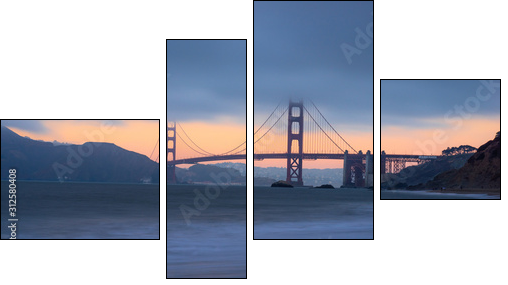 Beautiful view of  Golden gate bridge, San Francisco - Vierteiliges Leinwandbild, Viertychon
