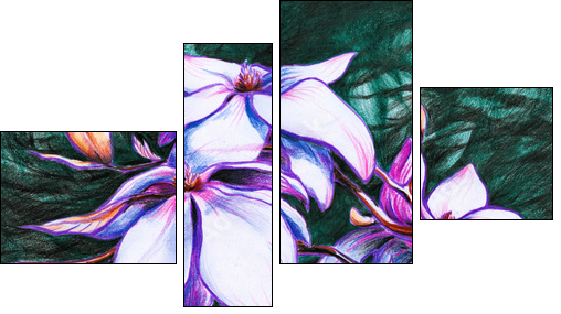Magnolia-colored pencils - Vierteiliges Leinwandbild, Viertychon