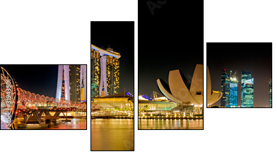 Marina Bay Singapore panorama - Vierteiliges Leinwandbild, Viertychon