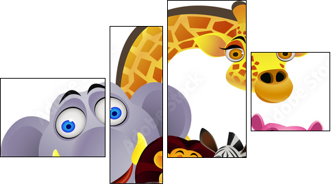 Animal cartoon - Vierteiliges Leinwandbild, Viertychon