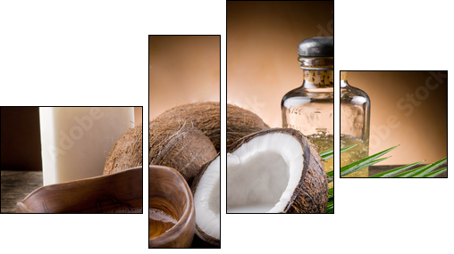 natural coconut walnut oil and soap - Vierteiliges Leinwandbild, Viertychon