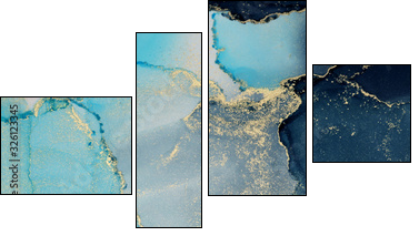 Abstract painting blots background. Marble texture. Alcohol ink colors. - Vierteiliges Leinwandbild, Viertychon