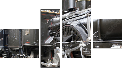 Detail of old steam locomotive - Vierteiliges Leinwandbild, Viertychon