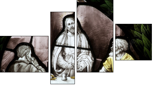 Last supper stained glass - Vierteiliges Leinwandbild, Viertychon