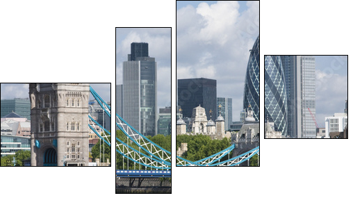 Tower Bridge and the Gherkin - Vierteiliges Leinwandbild, Viertychon